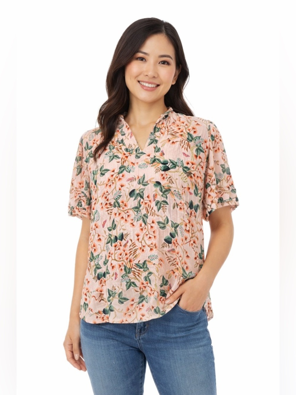 LOFT Floral Short-Sleeve Blouse – Lightweight Boho Top 🌸